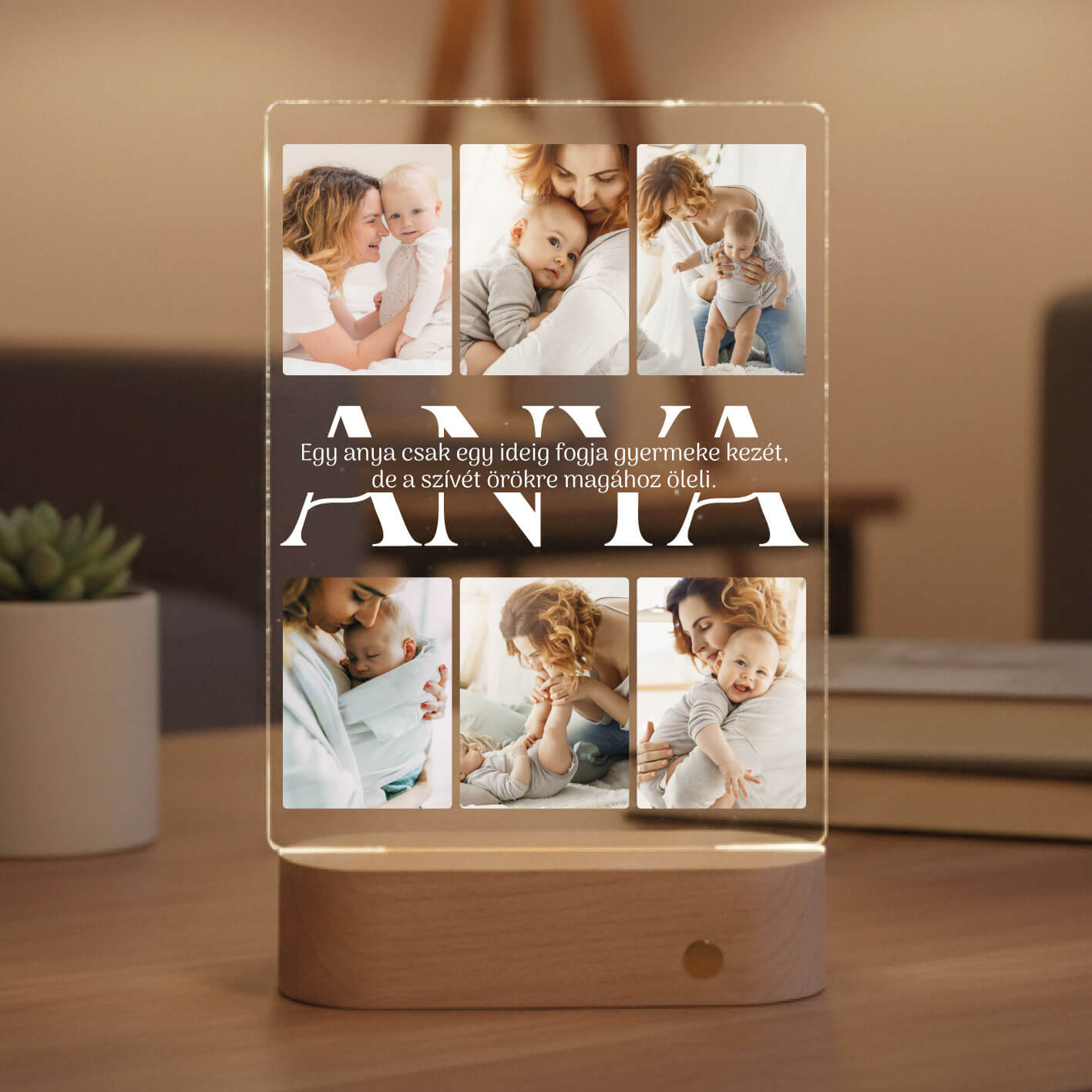 Akril éjjeli fény anyák napjára saját fotókkal és üzenettel - Image 3